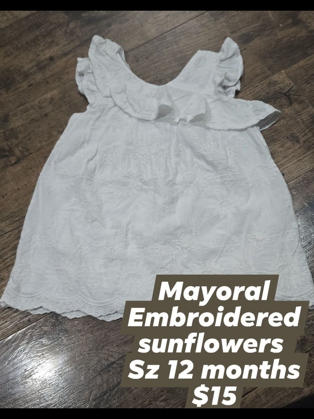 White Embroidered Ruffle Baby Dress